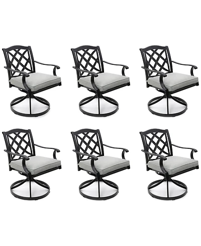Wythburn Mix and Match Lattice Outdoor Swivel Chairs, Set of 6, Created for Macy's