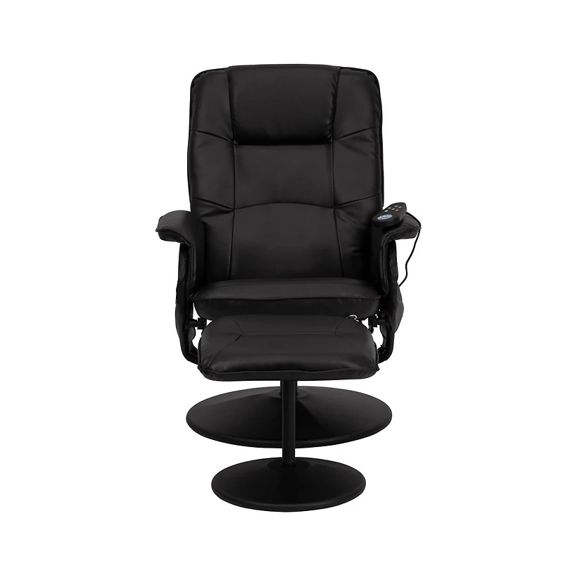 Massaging Multi-Position Recliner With Deep Side Pockets And Ottoman With Wrapped Base