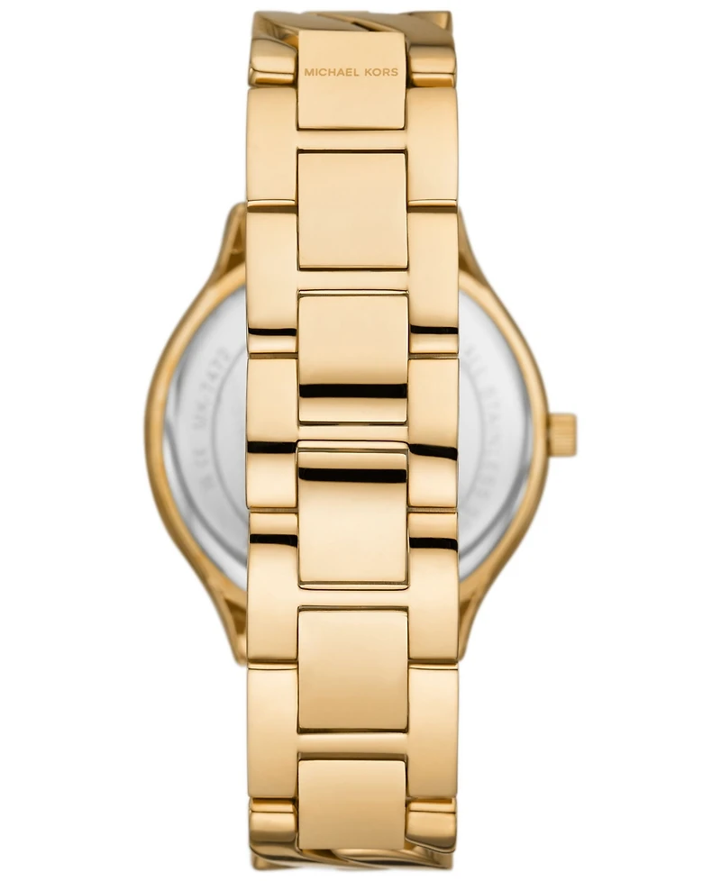 Michael Kors Women's Slim Runway Three-Hand Gold-Tone Stainless Steel Watch 38mm