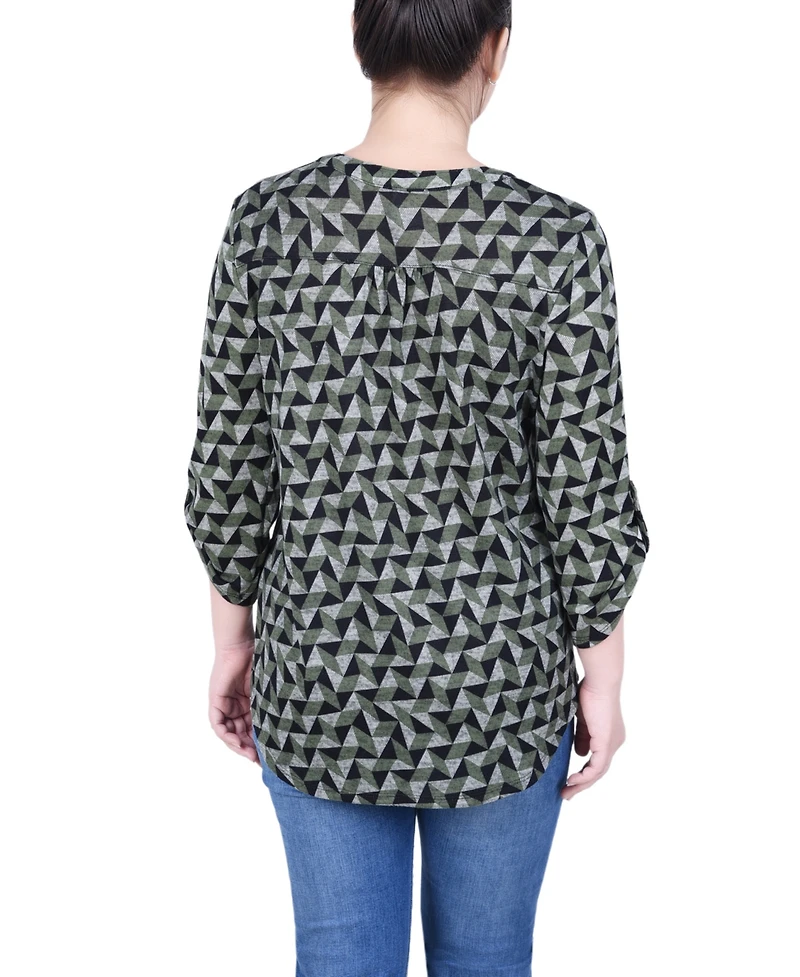 Ny Collection Women's 3/4 Roll Sleeve Top