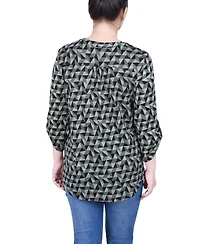 Ny Collection Women's 3/4 Roll Sleeve Top