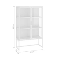 Highboard White 31.5"x13.8"x53.1" Steel and Tempered Glass