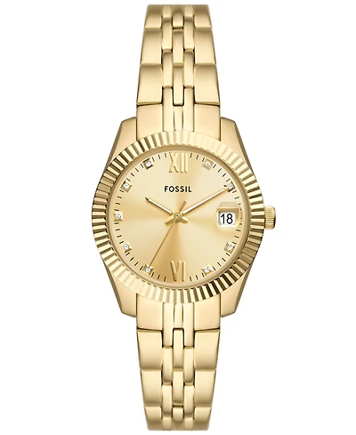 Fossil Women's Scarlette Three-Hand Date Gold-Tone Stainless Steel Watch 32mm