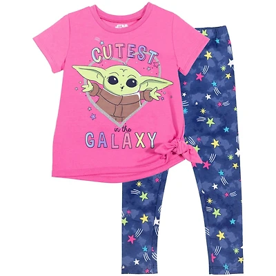 Star Wars Baby Girls The Mandalorian Yoda T-Shirt and Leggings Outfit Set