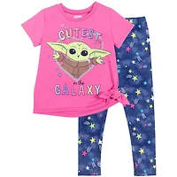 Star Wars Baby Girls The Mandalorian Yoda T-Shirt and Leggings Outfit Set
