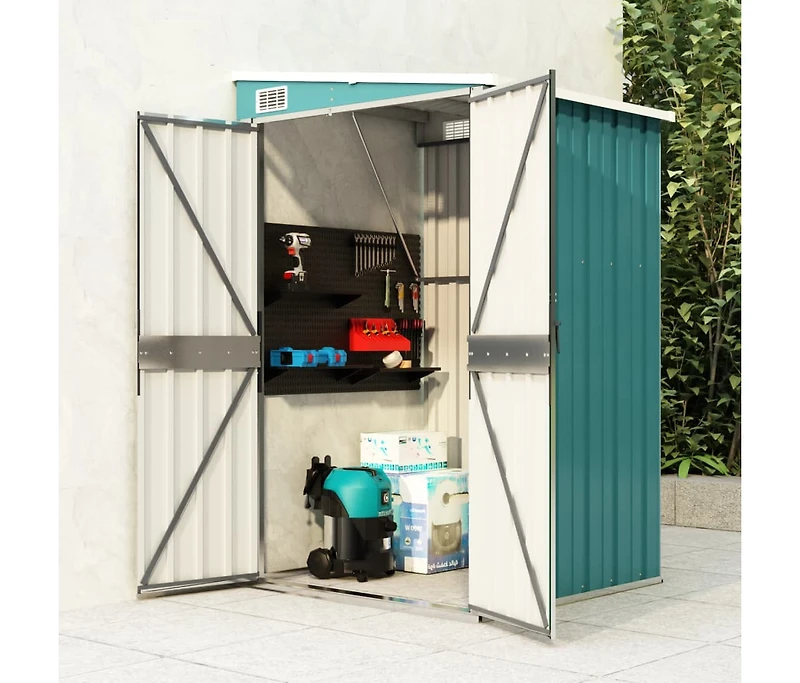 vidaXL Wall-mounted Garden Shed Green 46.5"x39.4"x70.1" Galvanized Steel