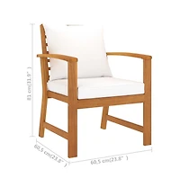 vidaXL Patio Chairs 2 pcs with Cream Cushion Solid Acacia Wood