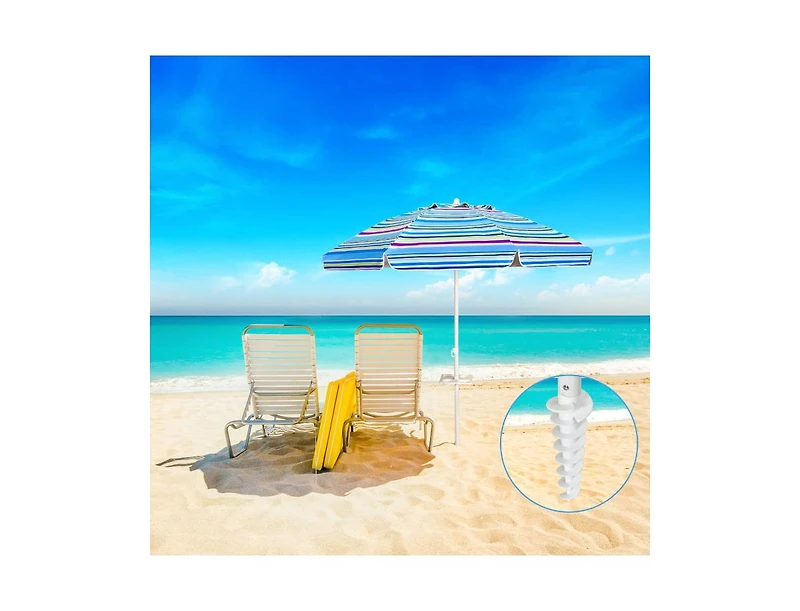 Portable Outdoor Beach Umbrella with Sand Anchor and Tilt Mechanism