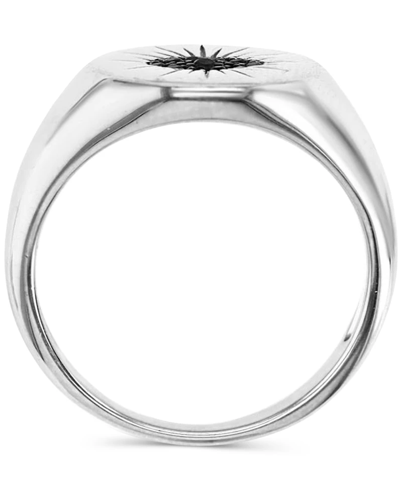 Black Spinel (1/20 ct. t.w.) & Lab-Grown Blue Accent Evil Eye Ring Sterling Silver