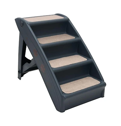 vidaXL Folding 4-Step Dog Stairs Dark Gray