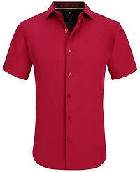 Men's Slim Fit Short Sleeve Performance Button Down Dress Shirt