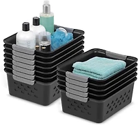 Iris Usa Small Plastic Storage Basket, 12-Pack, Shelf Basket Organizer for Pantries Kitchens Cabinets Bedrooms