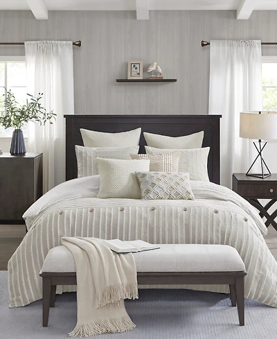 Madison Park Signature Essence Oversized Cotton Clipped Jacquard 8-Pc. Comforter Set, Queen
