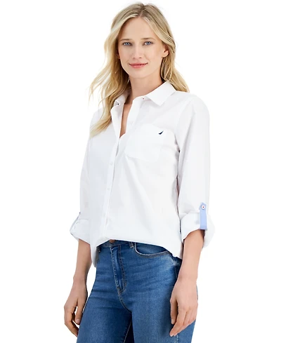 Nautica Jeans Women's Roll-Tab Button-Front Shirt