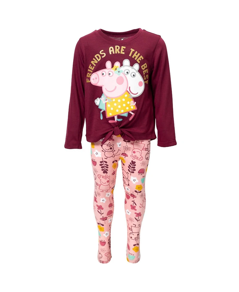 Peppa Pig Toddler Girls Pullover Long Sleeve Graphic T-Shirt & Leggings Toodler