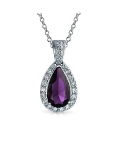 Bling Jewelry Classic Necklace Pear Shape Teardrop Halo 15ct Cz Pendant Rhodium Plated