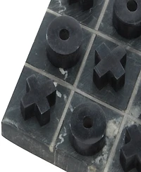 Rosemary Lane Marble Tic Tac Toe Game Set with Gold-Tone or Silver-Tone Inlay, 6" x 6" x 1"