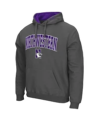 Men's Colosseum Charcoal Northwestern Wildcats Arch and Logo 3.0 Pullover Hoodie