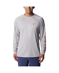 Men's Columbia Gray Texas Longhorns Terminal Tackle Omni-Shade Raglan Long Sleeve T-shirt