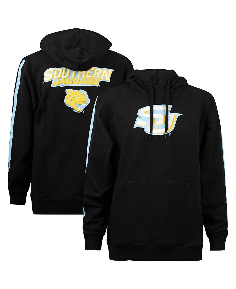 Men's Fisll Black Southern University Jaguars Oversized Stripes Pullover Hoodie