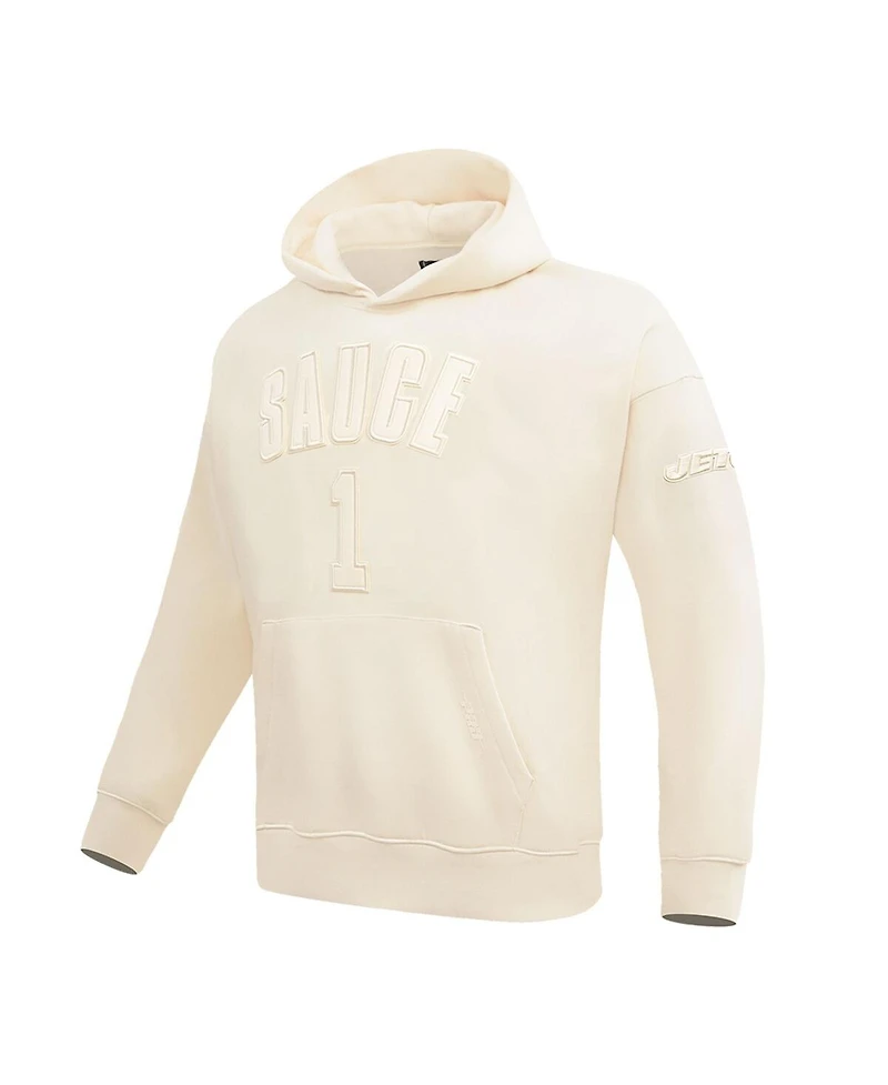 Men's Pro Standard Ahmad Sauce Gardner Cream New York Jets Player Name and Number Pullover Hoodie