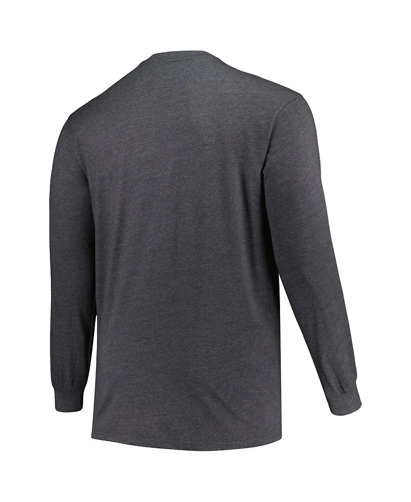 Men's Profile Heather Charcoal Distressed Tampa Bay Buccaneers Big and Tall Throwback Long Sleeve T-shirt