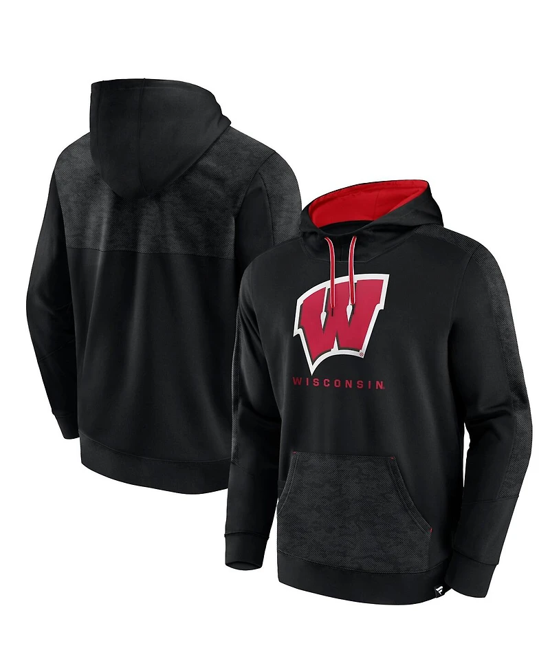 Men's Fanatics Black Wisconsin Badgers Defender Pullover Hoodie