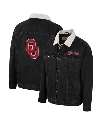 Men's Colosseum x Wrangler Charcoal Oklahoma Sooners Western Button-Up Denim Jacket