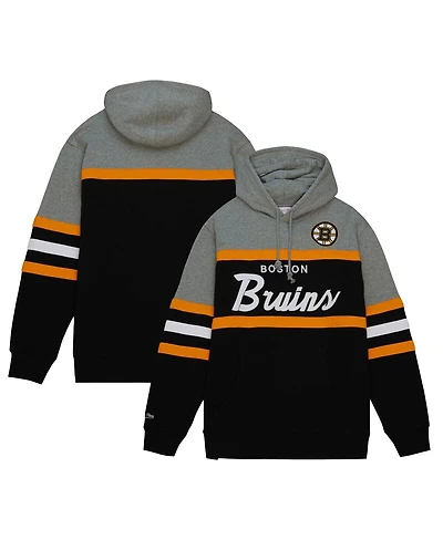 Men's Mitchell & Ness Black, Gray Boston Bruins Head Coach Pullover Hoodie