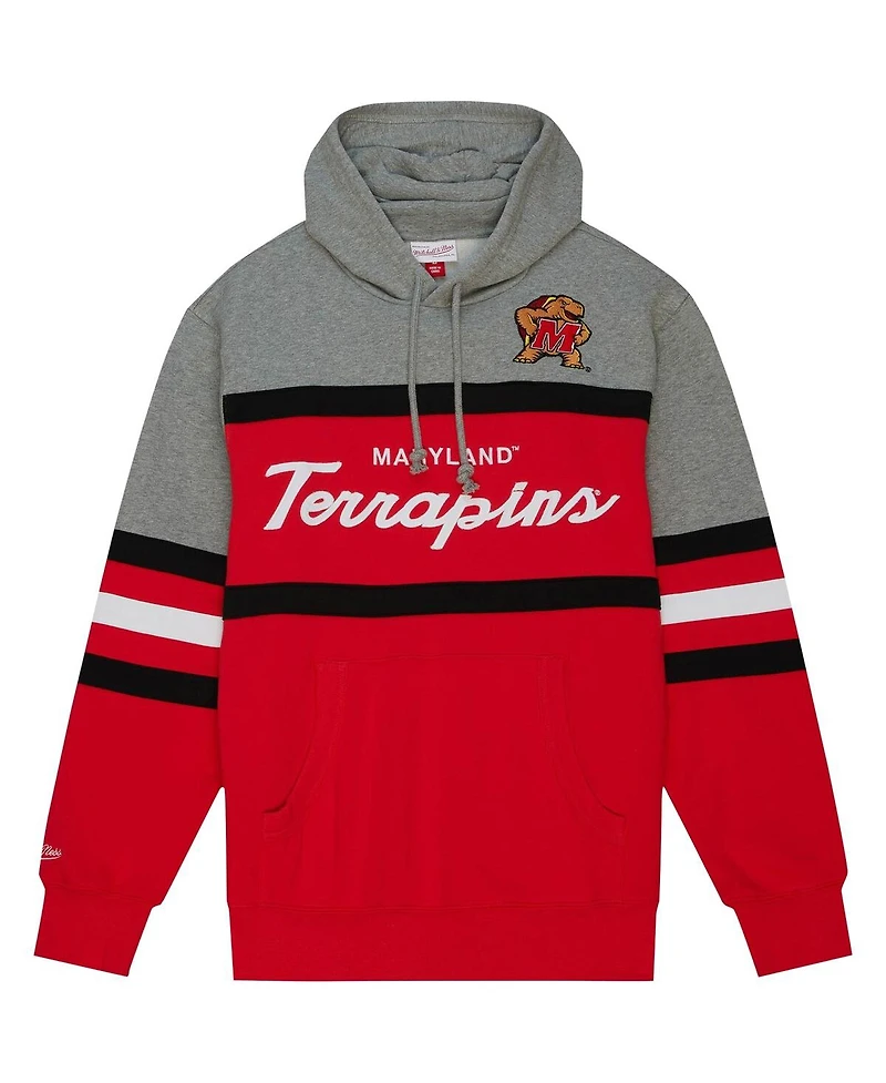 Men's Mitchell & Ness Red Maryland Terrapins Head Coach Pullover Hoodie