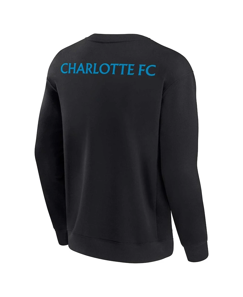 Men's and Women's Fanatics Signature Black Charlotte Fc Super Soft Fleece Crew Sweatshirt