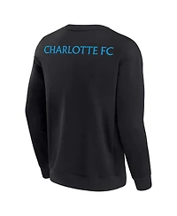 Men's and Women's Fanatics Signature Black Charlotte Fc Super Soft Fleece Crew Sweatshirt