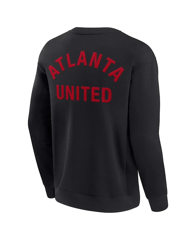 Men's and Women's Fanatics Signature Black Atlanta United Fc Super Soft Fleece Crew Sweatshirt