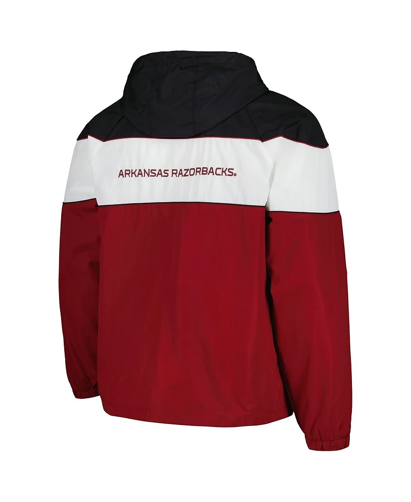 Men's G-iii Sports by Carl Banks Cardinal Arkansas Razorbacks Center Line Half-Zip Raglan Hoodie Jacket