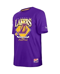 Men's New Era Purple Los Angeles Lakers Throwback T-shirt