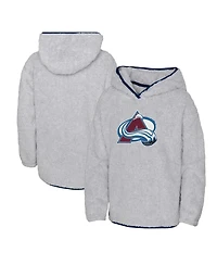 Big Girls Heather Gray Colorado Avalanche Ultimate Teddy Fleece Pullover Hoodie