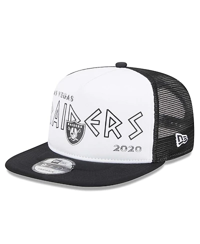 Men's New Era White, Black Las Vegas Raiders Banger 9FIFTY Trucker Snapback Hat