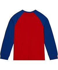 Men's Mitchell & Ness Red Kansas Jayhawks Legendary Slub Raglan Long Sleeve T-shirt
