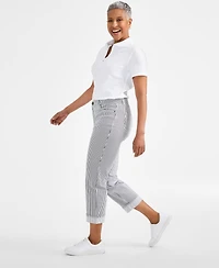 Style & Co Women's Striped Mid-Rise Curvy Capri Pants, Created for Macy's