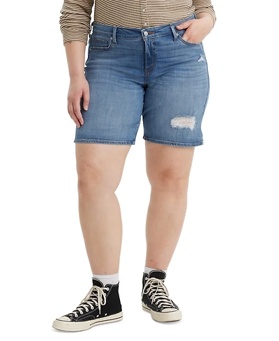 Levi's Plus Size Mid Length Distressed Denim Shorts