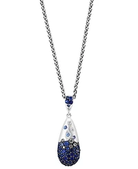 Effy Blue Sapphire (1-1/2 ct. t.w.) & White Sapphire (1/6 ct. t.w.) Ombre Cluster 18" Pendant Necklace in Sterling Silver