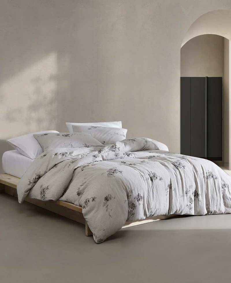 Calvin Klein Aquarelle Floral Cotton Melange Gauze 3 Piece Duvet Cover Set