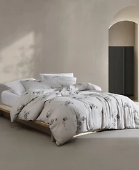 Calvin Klein Aquarelle Floral Cotton Melange Gauze 3 Piece Duvet Cover Set