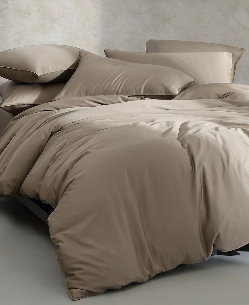 Closeout! Calvin Klein Organic Earth Solid Cotton Sateen 3 Piece Duvet Cover Set
