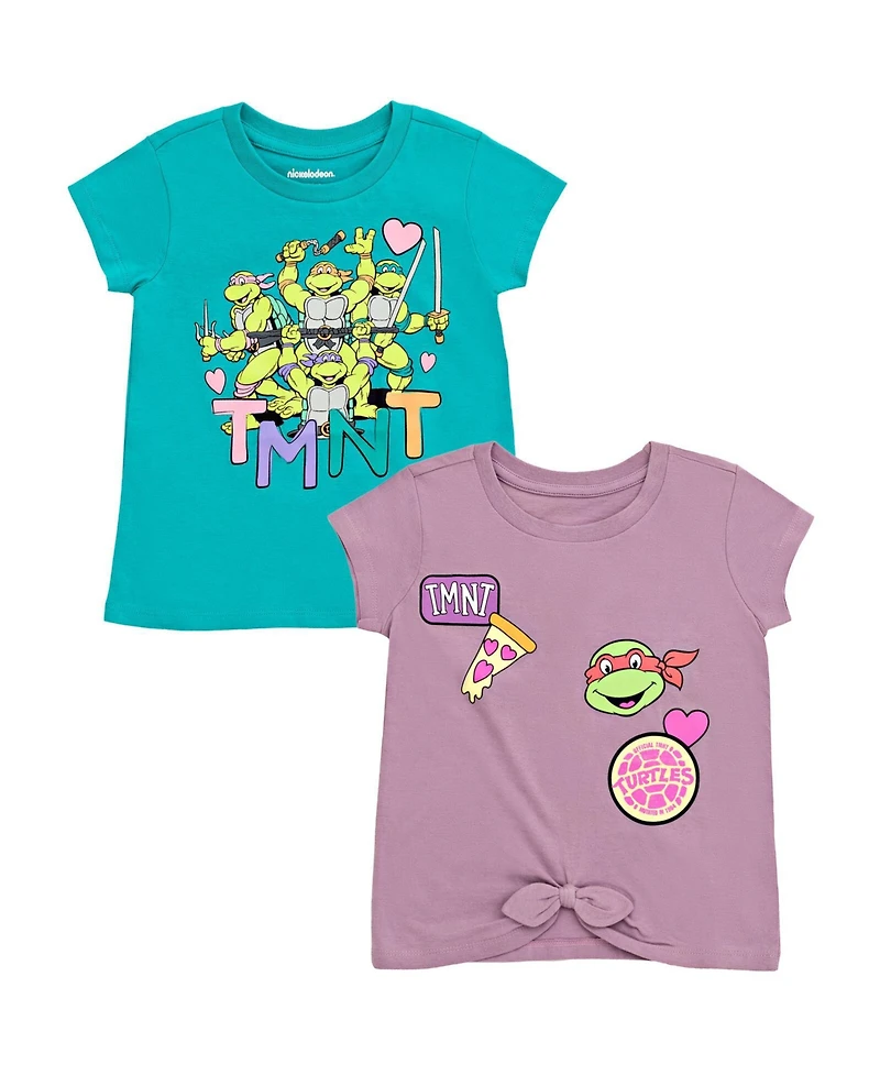 Teenage Mutant Ninja Turtles Toddler Girls Leonardo Michelangelo Raphael 2 Pack T-Shirts