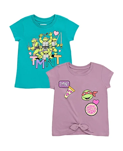 Teenage Mutant Ninja Turtles Toddler Girls Leonardo Michelangelo Raphael 2 Pack T-Shirts