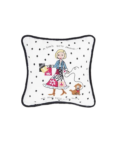 C&F Home 8" x 8" Peace, Love & Puppies Small Petite Embroidered Throw Pillow