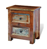 Nightstand with 2 Drawers Solid Reclaimed Wood