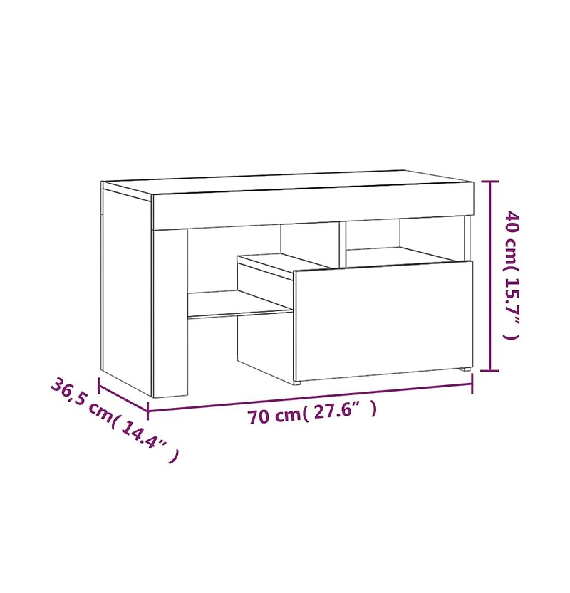 Bedside Cabinets 2 pcs with Led Lights Sonoma Oak 27.6"x14.4"x15.7"
