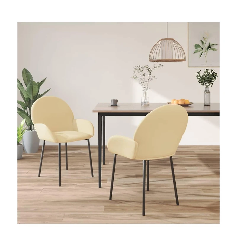 Dining Chairs 2 pcs Cream Velvet